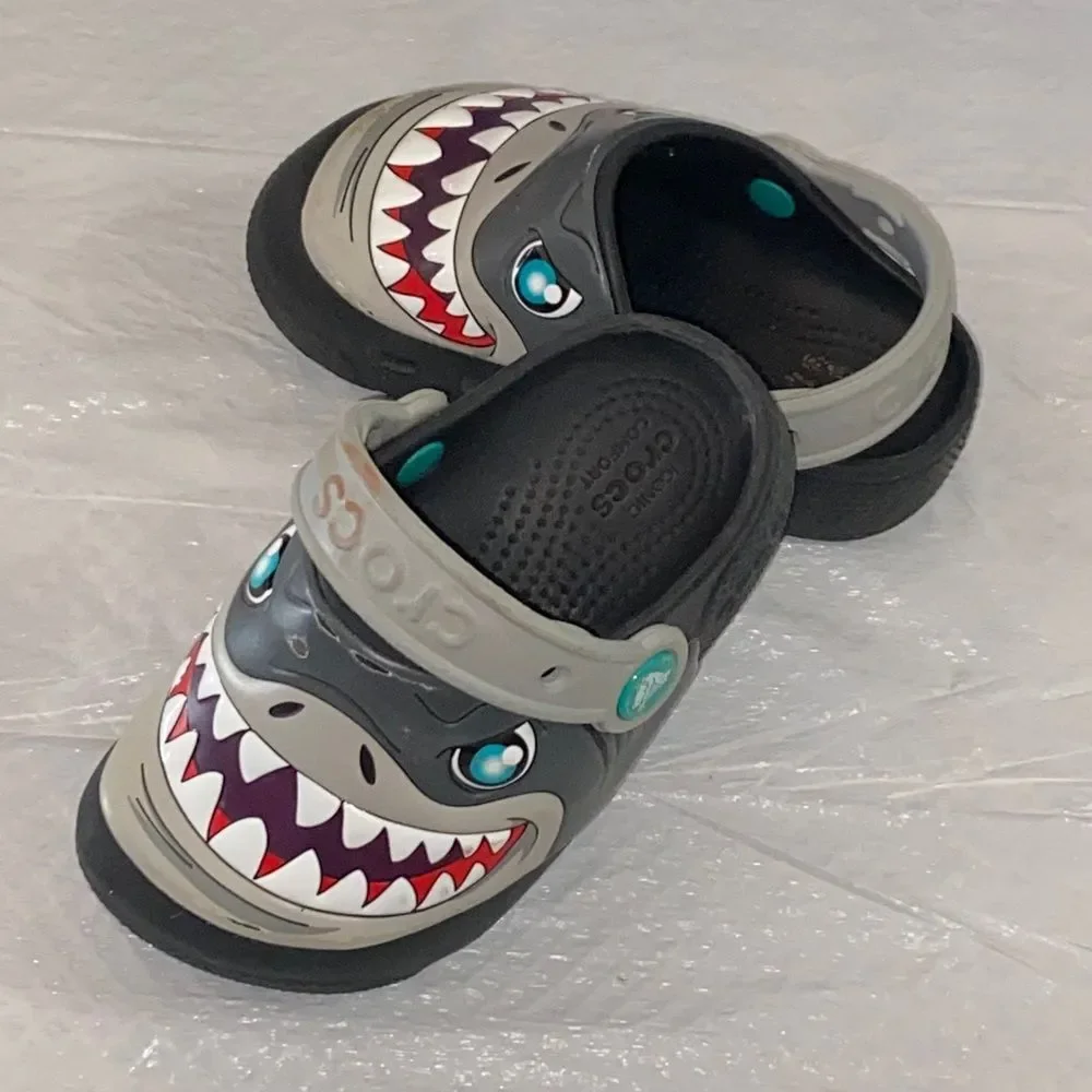Kids Shark Clogs - Gray and Black C 8